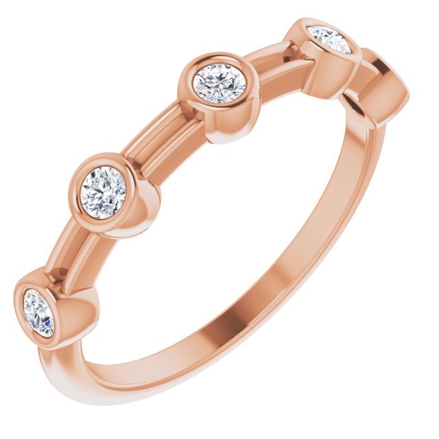 Bezel Set Round Diamond Wedding Band 5 Stone Anniversary Ring-VIRABYANI